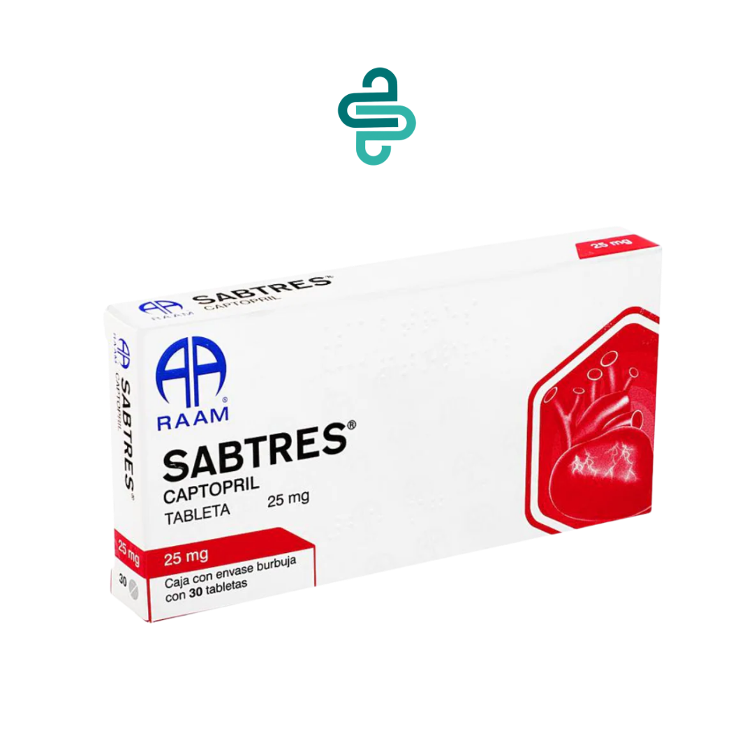 SABTRES | CAPTORIL |	TABLETAS 25 MG |	CAJA CON 30 TABLETAS